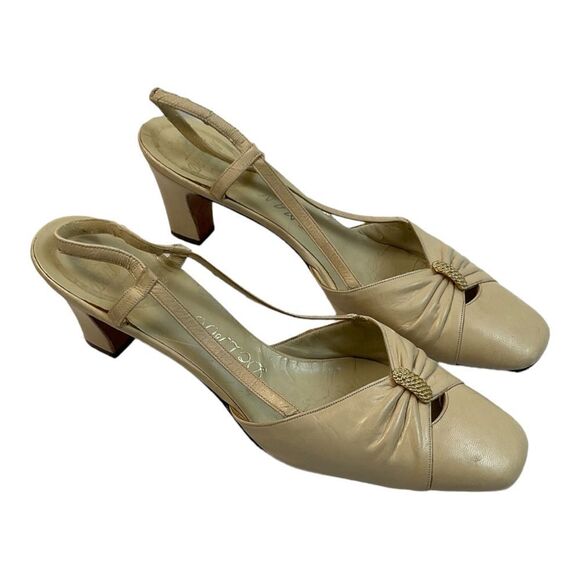 Delman Women’s Vintage Ivory slingback pumps Shoes . Size 9 - Picture 2 of 15